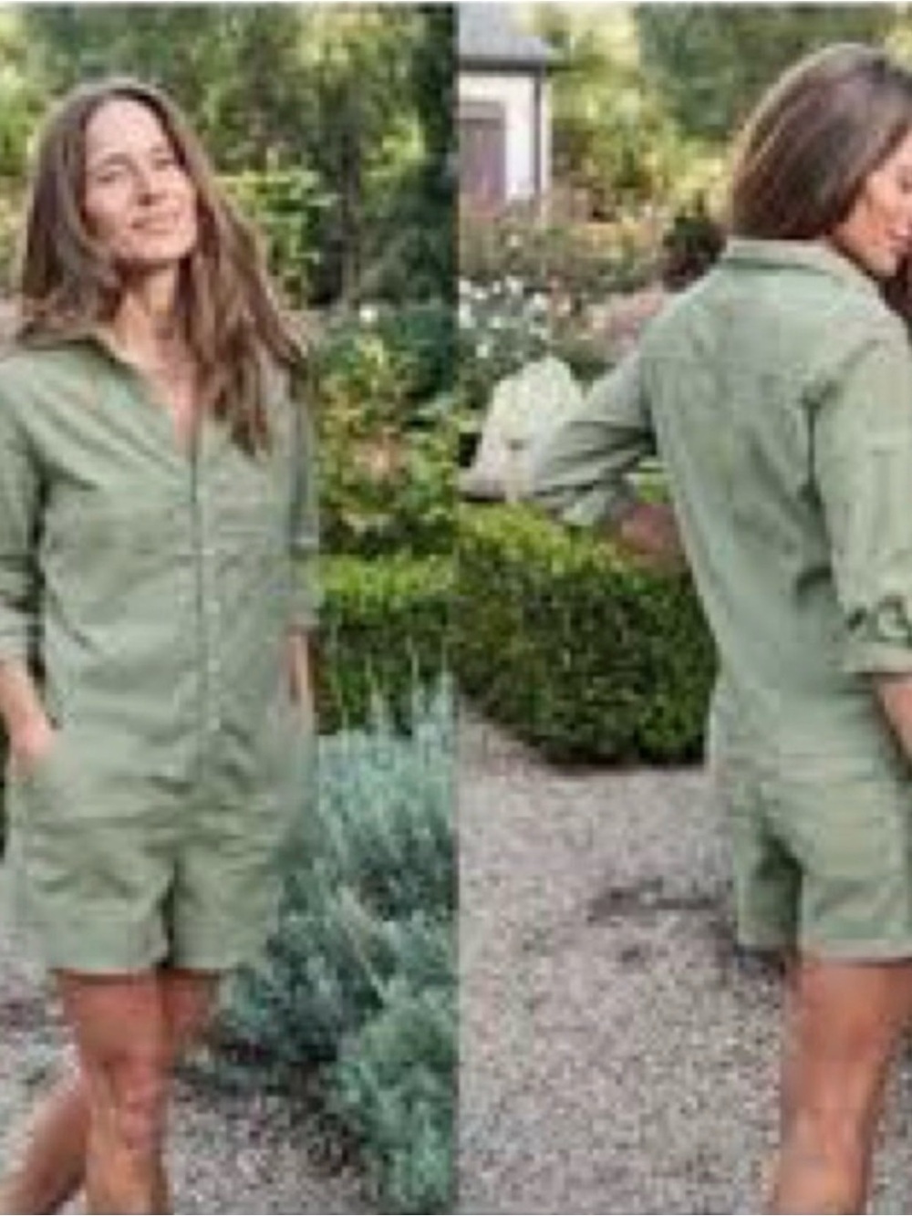 Frank and Eileen Long-sleeve Ireland Playsuit-sage